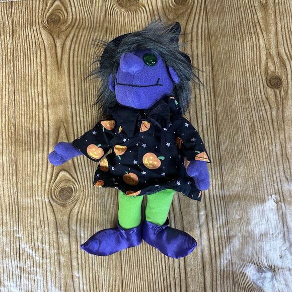 Vintage Applause Halloween Witches Plush Purple & Orange Lot Of 2 - Picture 13 of 15